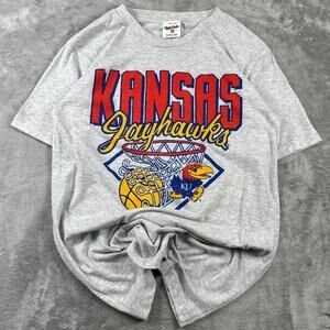 Kansas Jayhawks Charlie Hustle Shirt Men’s Grey Graphic T-shirt Size Small